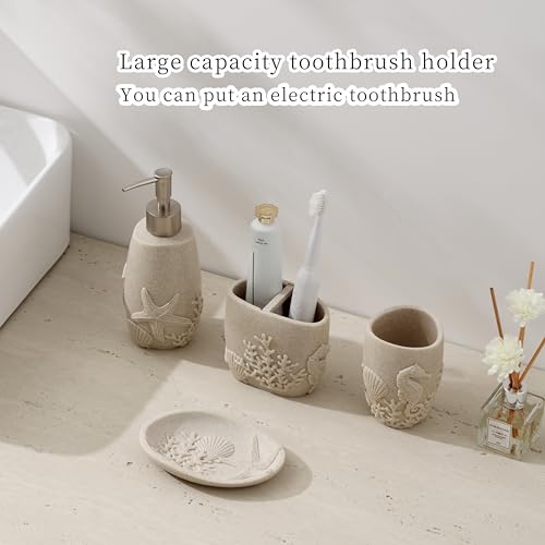Haocoott YDYS00016 Bathroom Accessories Set, 4 Pcs Bathroom Accessory Sets With Soap Dispenser, Toothbrush Holder, Tumbler, Soap Dish thumb #1