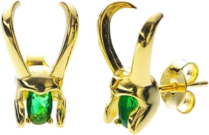 Loki Helmet Earrings Golden Earrings Casual Jewelry Rhinestone UNISEX Stud Skull Crystal Earrings Merch Halloween Cosplay Party Costume Accessories Supplies Gift