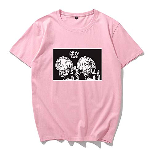 Camiseta Básica Unissex Algodão Re:Zero Ram Rem Baka Anime (Cinza, GG)