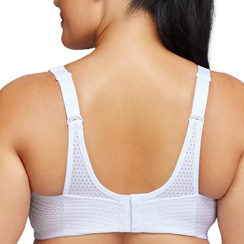 Full Figure Plus Size Custom Control Sports Bra Wirefree #1166 White - Thumbnail 2