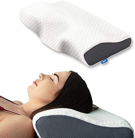 Derila Cervical Memory Foam Pillow | The Ergonomic Bed Pillows for Side, Back, Stomach Sleepers. Neck Contoured Support Pillow Improves Sleep. Wake up Refreshed with Neck & Shoulder Pain Relief