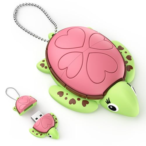 FEBNISCTE Lustiger USB-Stick 16GB, USB Flash Drive Speicherstick in Niedlicher Schildkrötenform mit Schlüsselband, USB 2.0 Kompatibel mit PC, Laptop, Tablet, Auto, Plug & Play