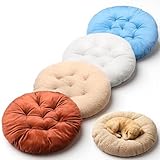 Fiwochic 4 Pcs 20 Inch Ultra Soft Dog & Cat Bed, Anti-Anxiety Round Pet Bed Crate Pads Calming for All Season, Fluffy Warm Washable Cushion for Small and Medium Pets (Brown, Blue, White, Beige)