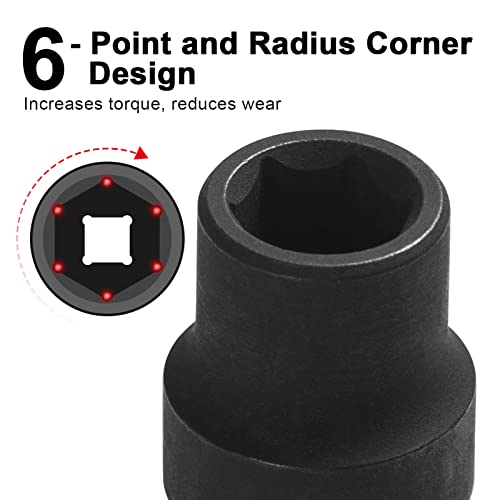 Image of JETECH 1 /2 Inch Drive 12mm Standard Impact Socket, Chrome Molybdenum Alloy Steel, 6-Point Design, Metric