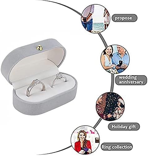 YIJOY Jewelry Box Ring Display Ewellery Organiser Storage Jewelry Gift Box Wedding Proposal Classic Packaging Exquisite Suitable Case Holder for Womens Anniversary Birthday Light Grey 2.95*1.57*1.37in - Image 3