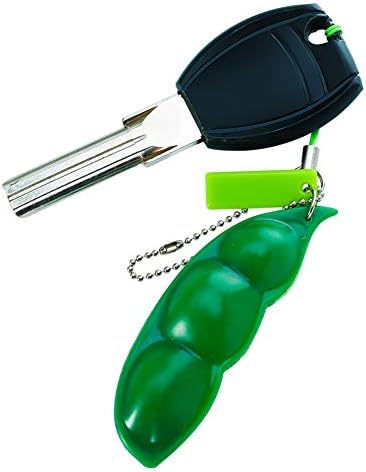 Bohoman 12 Pieces Fidget Bean Toy Funny Facial Expression Bean Fidget Toy Soybean Stress Relieving Keychain, Green