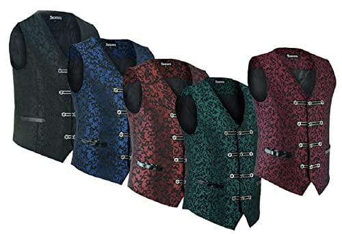 Prime Quality Men's Tailored Black Victorian Vest Waistcoat Damask Velvet Gothic Steampunk Aristocrat VTG/Black Brocade Vest4