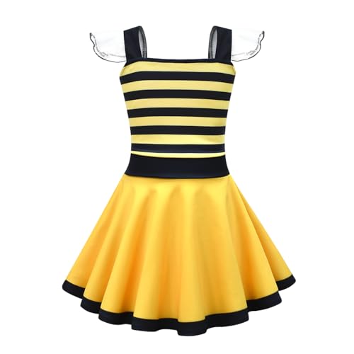 Girls Bumble Beei Animal Summer Square Neck Flounce Hem Casual Dress for Kids Halloween2
