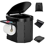 Toilettes de Camping Portables, Toilettes Pliables pour Adultes avec Étagère Amovible pour Téléphone et Porte-Papier Hygiénique et Couvercle pour Camping, Randonnée, Longs Trajets en Voiture