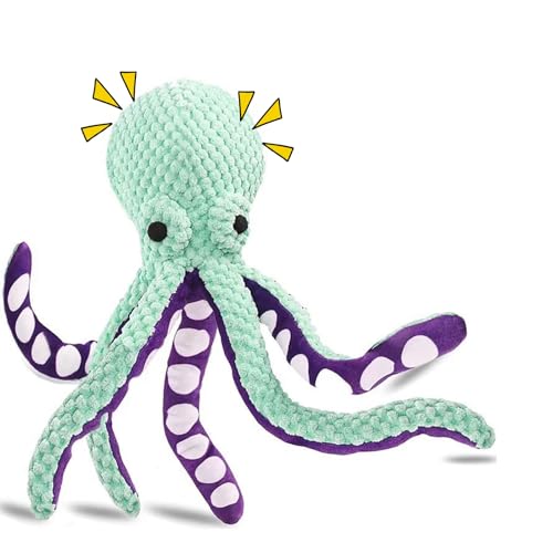 CUEMOON Juguetes para perros resistentes, juguetes para masticar para perros de grandes dimensiones para mantenerlos ocupados, juguetes para perros que crujen, pulpo (36 x 8,5 x 8,5 cm, pulpo)