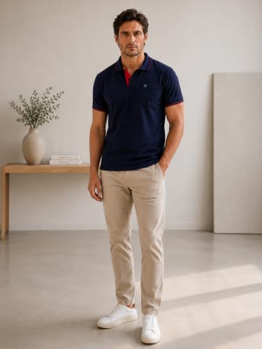Image of Lux Cozi Men's T-Shirt with Chest Pocket | Polo T-Shirt for Man | Plain Casual Stylish | Half Sleeve| Cotton Blend Collar Polo T-Shirts for Men