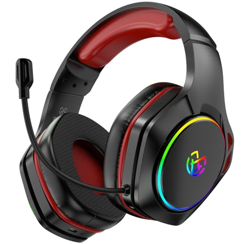 Tatybo Casque Gaming sans Fil, Casque avec Micro Bruit Environnemental, 7.1 Son Surround, Batterie de 35H, Transducteurs 50mm, Oreillettes Respirantes, Casque...