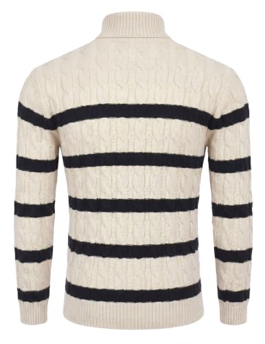 Image of COOFANDY Men's Slim Fit Turtleneck Sweater Casual Twisted Knitted Pullover