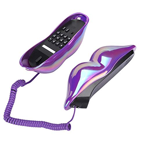Teléfono fijo de sobremesa con diseño de labios color púrpura miniatura 6