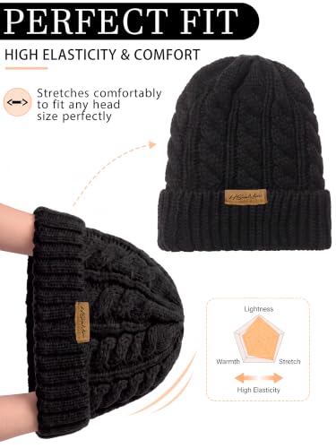 Gorro de invierno para mujer tejido grueso con polar miniatura 2