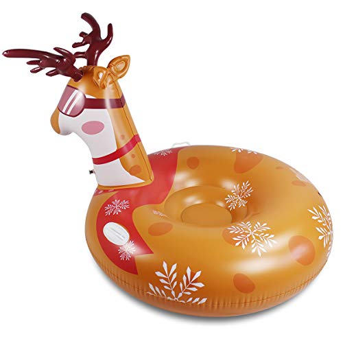 iFCOW Winter Snow Tube, Elch Form Aufblasbarer Schlitten Sommer Pool Float mit Griffgriffen für Erwachsene – Bild 6
