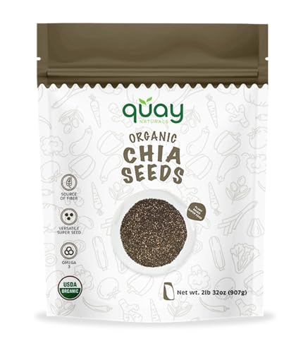 Quay Naturals Organic Chia Seeds, 2lb, Non-GMO, Gluten Free, High Fiber, Black Chia Seeds Organic