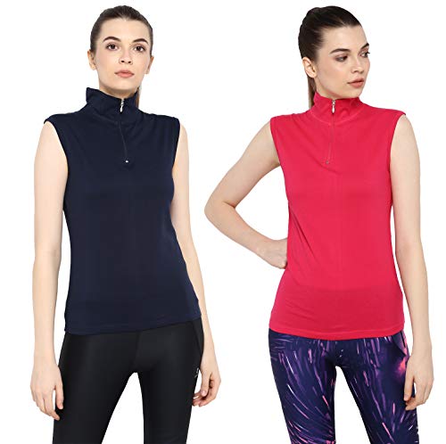 Image of Ap'pulse Women's Sleeveless 1 /4 Zip Hineck Tshirt(Pack of 2)