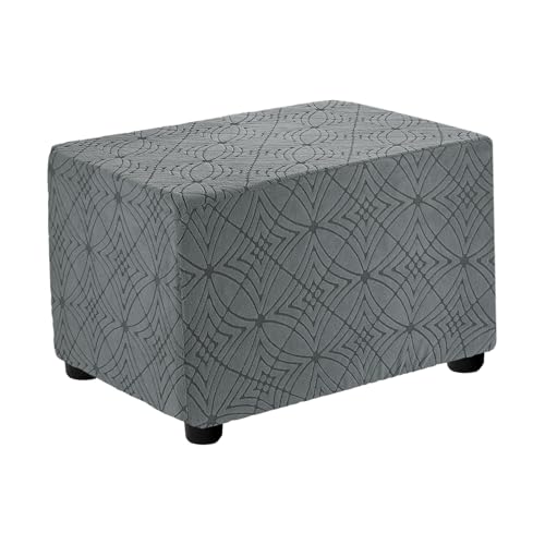 Housse repose-pieds jacquard extensible et lavable pour pouf rectangulaire