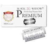 Black Widow Premium Double Edge Razor Blades - Swedish Steel Premium for Safety Razors and Straight Edge Razors - (100 Count)