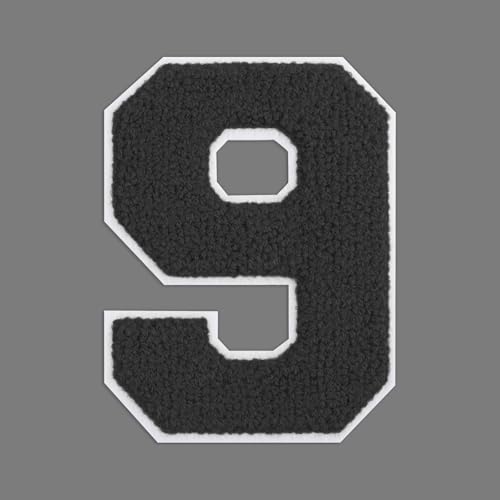 FANCIBAND 4.5 Inch Black Large Iron On Numbers Letterman Jacket Patches