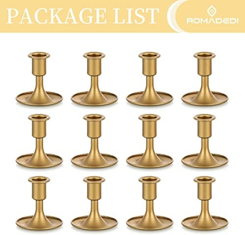 Candlestick Holders Taper Candle Holders, Romadedi Gold Candle Stick Candle Holder for Table Centerpiece, Wedding Reception, Festive Christmas Mantel Decoration or Home Decor, Set of 6