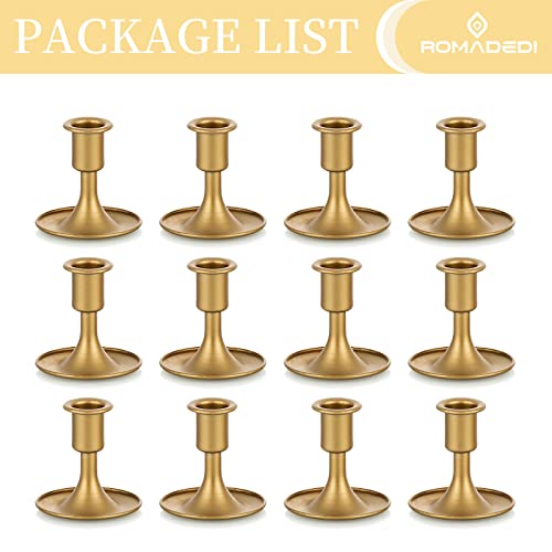 Candlestick Holders Taper Candle Holders, Romadedi Gold Candle Stick Candle Holder for Table Centerpiece, Wedding Reception, Festive Christmas Mantel Decoration or Home Decor, Set of 12 by Romadedi - Image 6
