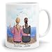 Best Friends Tasse BFF Besties personalisiert Motiv Zwei Frauen sitzend - Zwei Seiten Druck mit Spruch und Wunschname