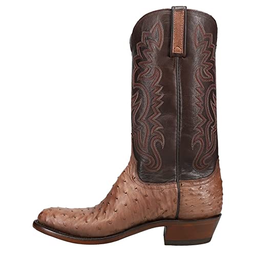 Lucchese Mens Dante Ostrich Round Toe Dress Boots Mid Calf - Brown - Size 8.5 D #TOP2