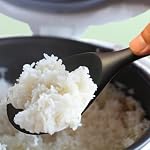 Silicone Cooking Spoon & Rice Scooper Set for Nonstick Cookwares, 2Pc Black - Image 2