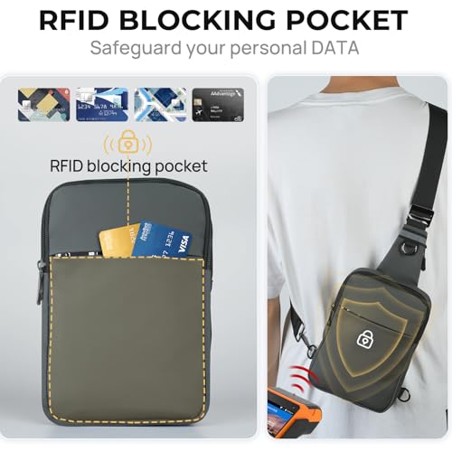 Image of Mini Sling Bag for Women Men, Crossbody Bags Chest Bag Dual Pocket RFID Cell Phone Purse Travel Running Walking