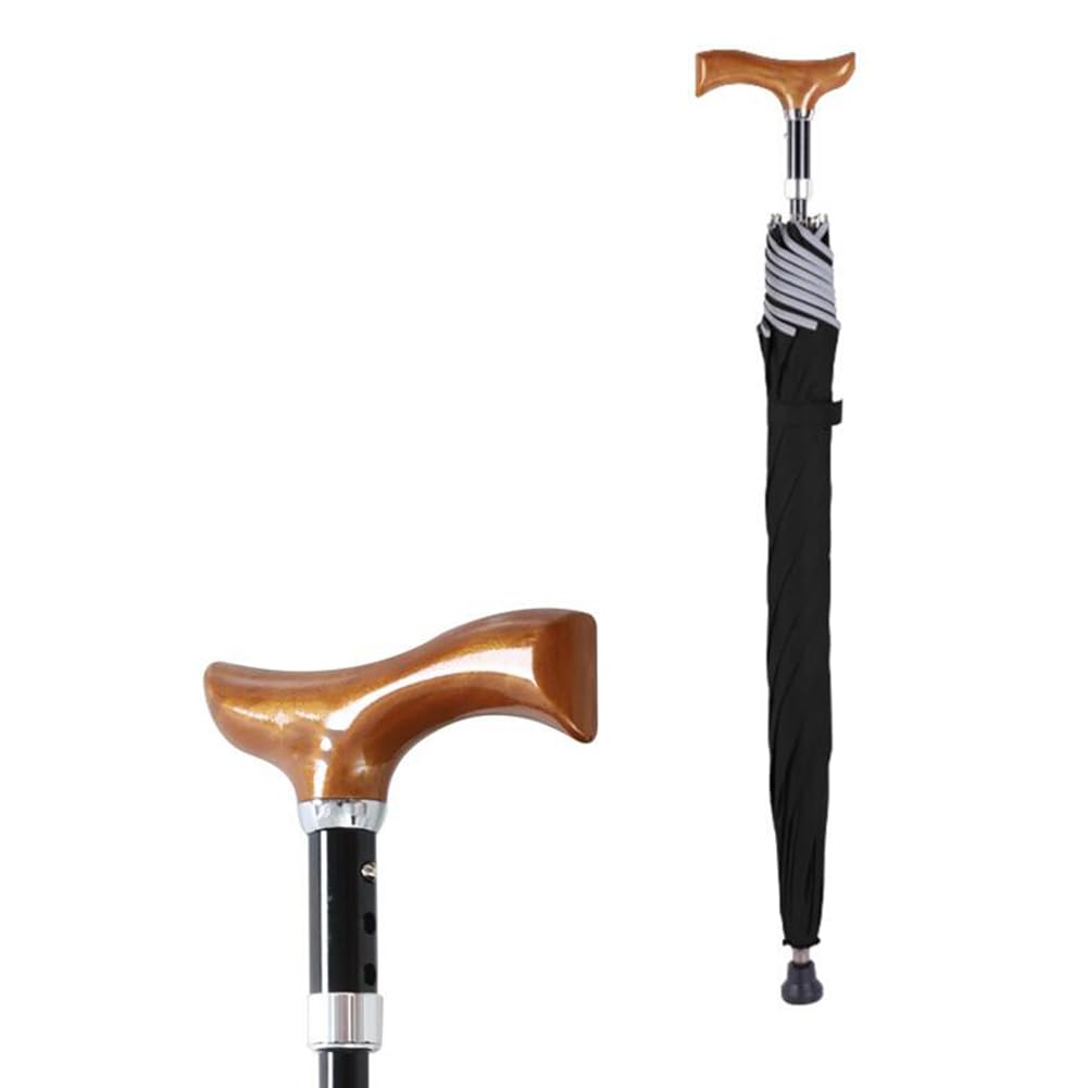 Antypoślizgowa regulowana laska do chodzenia, lekka, wiatroszczelna laska parasolowa do użytku w mieście, wielofunkcyjny parasol, wysokość 83-91 cm (32-36 cali)