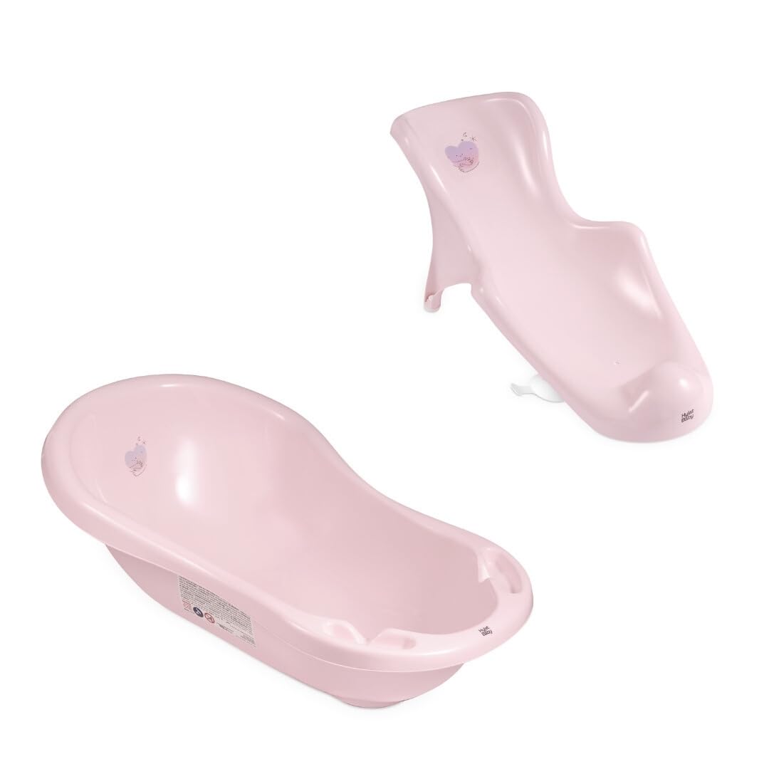 Hylat Baby Baignoire avec Transat de Bain pour Bebe - Hug Me Rose - Certificat TÜV Rheinland - idéale pour nouveau-nés et bébés jusqu'à 12 mois - Collection Lite - Bain Bebe Enfant Benoire