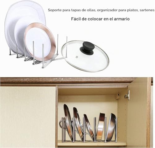Miniatura 5 de 2 Soportes Para Tapas, De Acero Inoxidable, Soporte Ajustable Para Barras, Estante Telescópico Multifuncional, Estante De Almacenamiento Amortiguador, Ollas, Tapa.