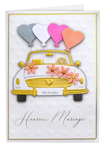 Joli Coon Carte mariage Signature 3D – Carte de félicitation mariage 3D haut de gamme avec enveloppe FinePaper et autocollant sceau