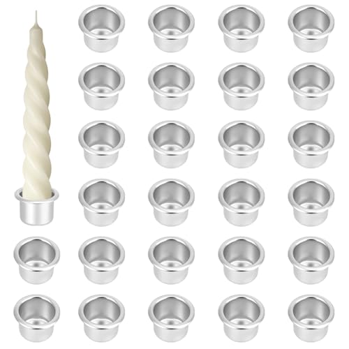 PH PandaHall 40pcs Mini Candle Cup Metal Candle Inserts Candlestick Holder Cups Drip Protectors Empty Case Candles Containers for Candles Making Wax Dripping Party Christmas Valentine Decor, 0.79"