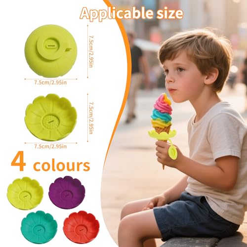 4 Stück Tropffrei Eis am Stiel-Halter für Kinder, Silikon Eishalterung Kinder Wiederverwendbarer Eis Halter, Bpa Frei Eis Tropfschutz für Jungen＆Mädchen (4 Stück)