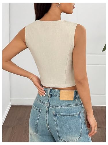 SOLY HUX Women's Sleeveless Blazer Vest V Neck Button Down Crop Vest Tops Work Casual Waistcoat2