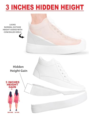 Image of Vendoz Women Hidden Heels White Shoes - 3 Inch Height Increase