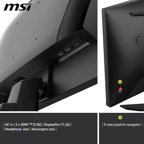 Image of MSI MAG 255F E20 24.5-Inch FHD 1920x1080 Gaming Monitor, 200Hz, 0.5ms, HDR Ready, AMD FreeSync Premium, Eye Care, AI Vision, HDMI 2.0b, DP 1.2a, Frame-Less, Tilt Adjustable, Vesa Mount, Black