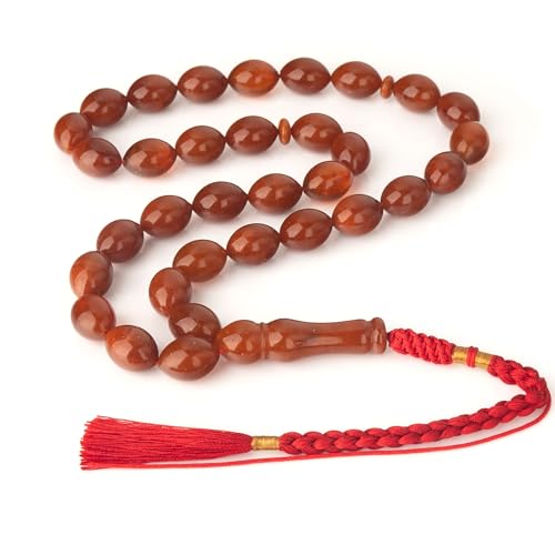 Amber Tasbih 33 Beads – Islamic Prayer Rosary, Handmade Vintage Tesbih, Muslim Gift for Dhikr or Eid