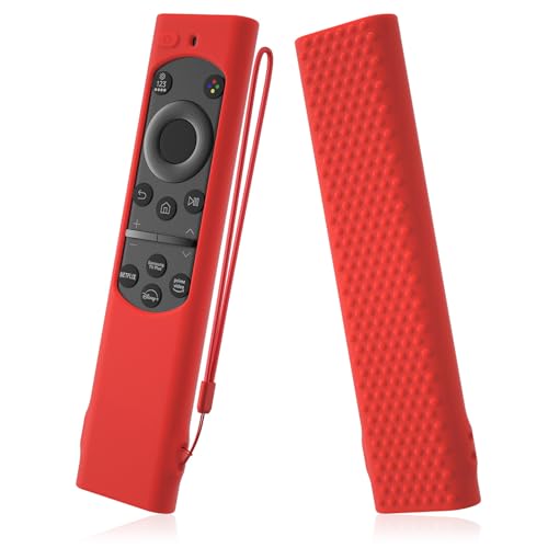 AKSHFETH Protective Silicone Case for Samsung Bn59-01388a/BN59-01385A Smart Tv Remote Silicone Cover Sleeve Compatible with Samsung BN59-01388A/TM2280E with Lanyard (red)