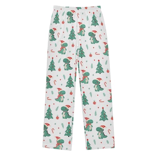 ZZXXB Dinosaur Candy Cane Boys Long Pants Soft Trousers Elastic Waist Kids Lounge Bottoms with Pockets S-XL