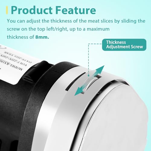 YJINGRUI Electric Kebab Slicer 80W Handheld Doner Kebab Shawarma Knife - Adjustable 0.5-8mm Thickness Electric Meat Cutter for Home, Roast Meat Shops, Restaurants & Barbecue Parties - Image 3