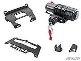 SuperATV 3500 LB Black Ops Winch with Heavy Duty Winch Mounting Plate for Polaris RZR S 1000 / RZR S4 1000 (2016-2020) | Complete Winch Kit ready for install!