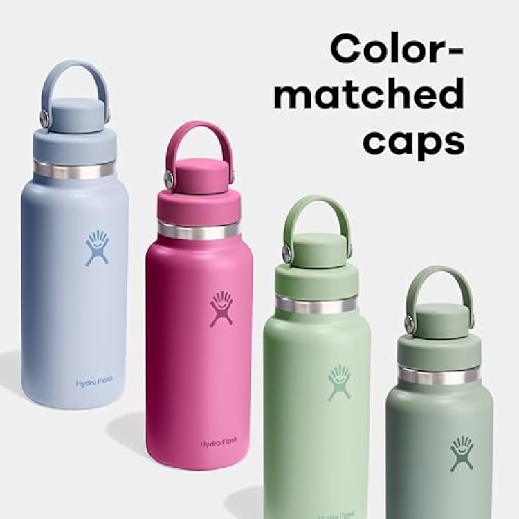 Hydro Flask Water Bottle - Insulated Stainless Steel - Wide Mouth Chug Lid, Non Spill, Leakproof in 24 Oz Aloe Green