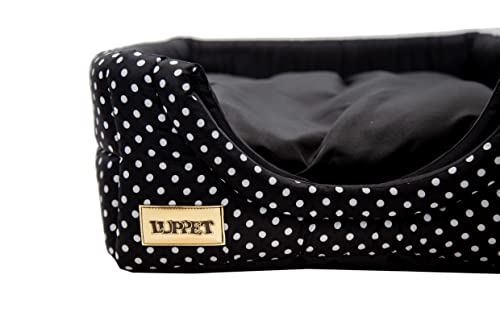 Cama e Toca Luppet 2 em 1 com almofada para cachorro ou Gato Preto Poa G