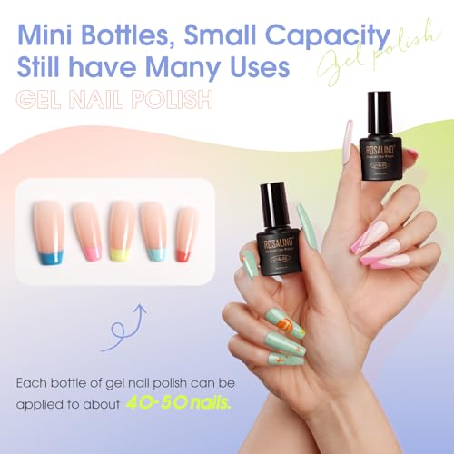 Image of ROSALIND 80PCS Gel Polish Set, 75 Colors Gel Nail Polish with Glossy Matte Glitter Top Coat Base Coat Multi-Colred u v Nail Polish Kit Soak Off Nail Set for Women