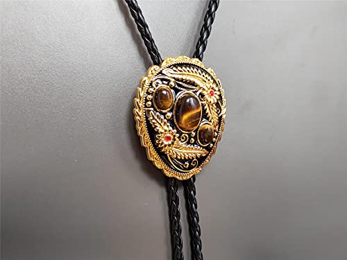 Image of Turquoise Agate Granite BOLO Tie for Men Women Leather Wedding Necklace Western Cowboy Necktie