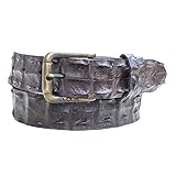 Tag Safari Cape Nile Crocodile Skin Belt, Brass Buckle Fully Adjustable - Brown - 36